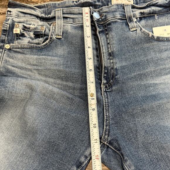 AG Jeans Womens Size 32 Farrah Mid Rise Crop Bootcut Blue Denim Frayed‎ Hem NEW - Picture 13 of 16